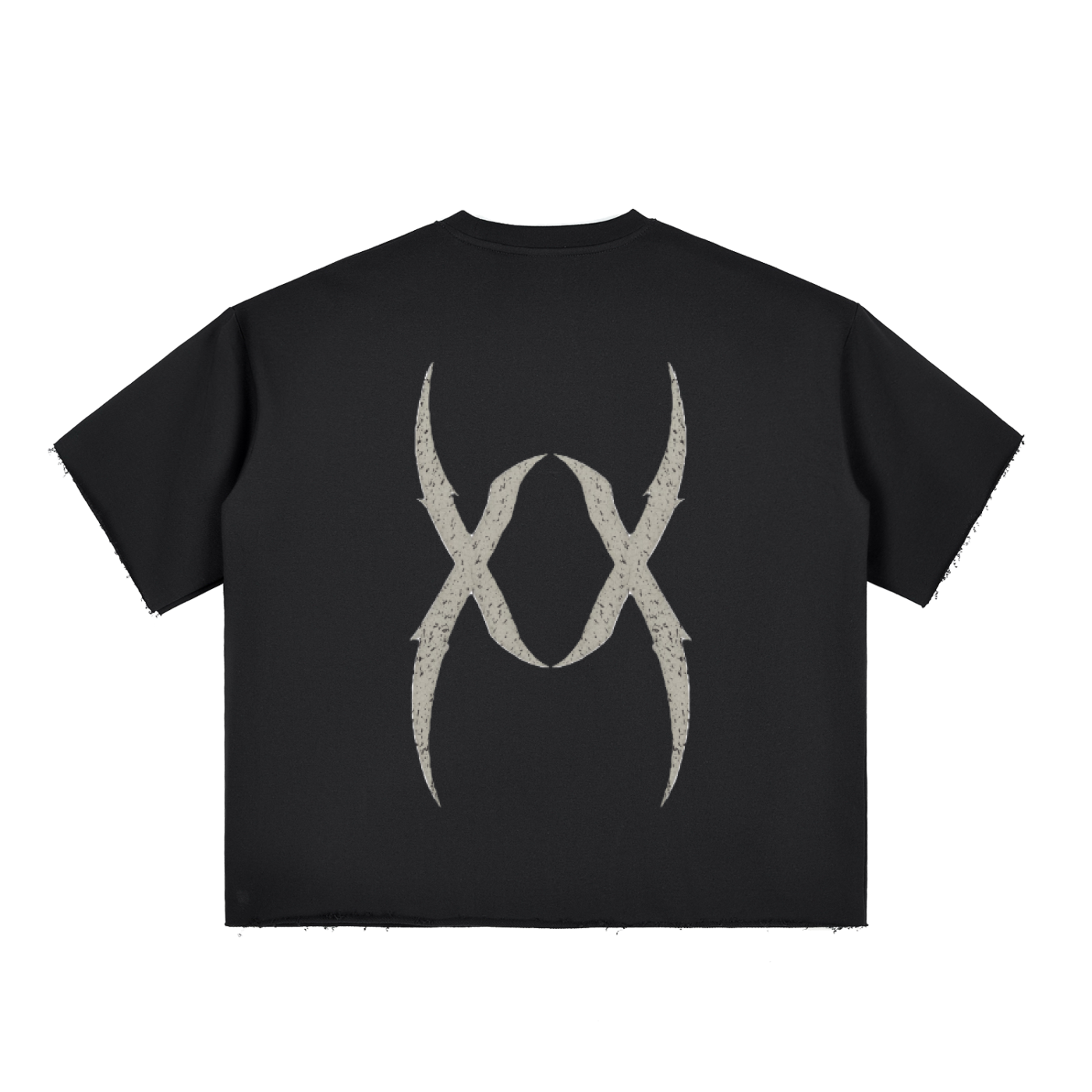 Ampx Boxy Half-Sleeve Raw-Edge T-Shirt