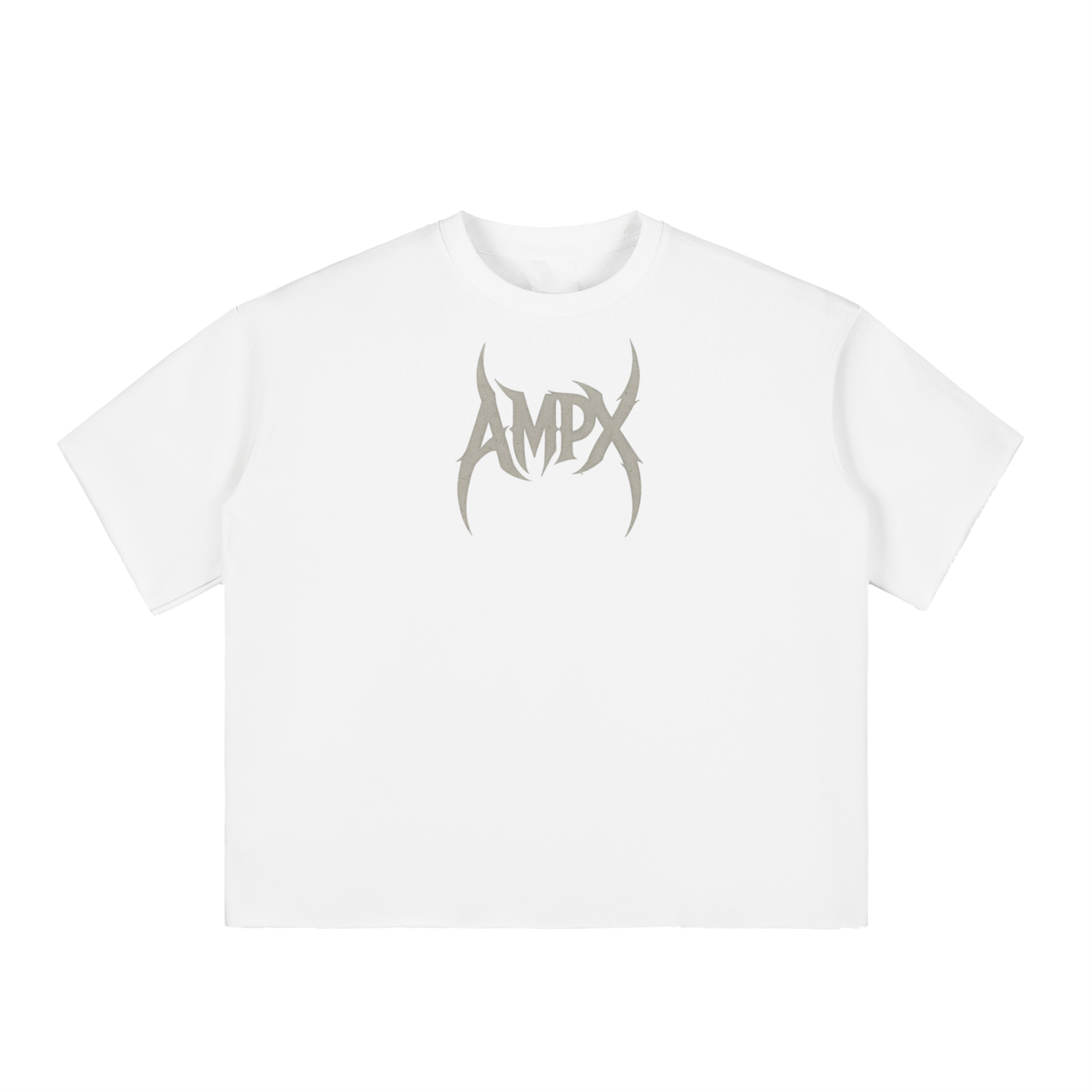 Ampx Boxy Half-Sleeve Raw-Edge T-Shirt