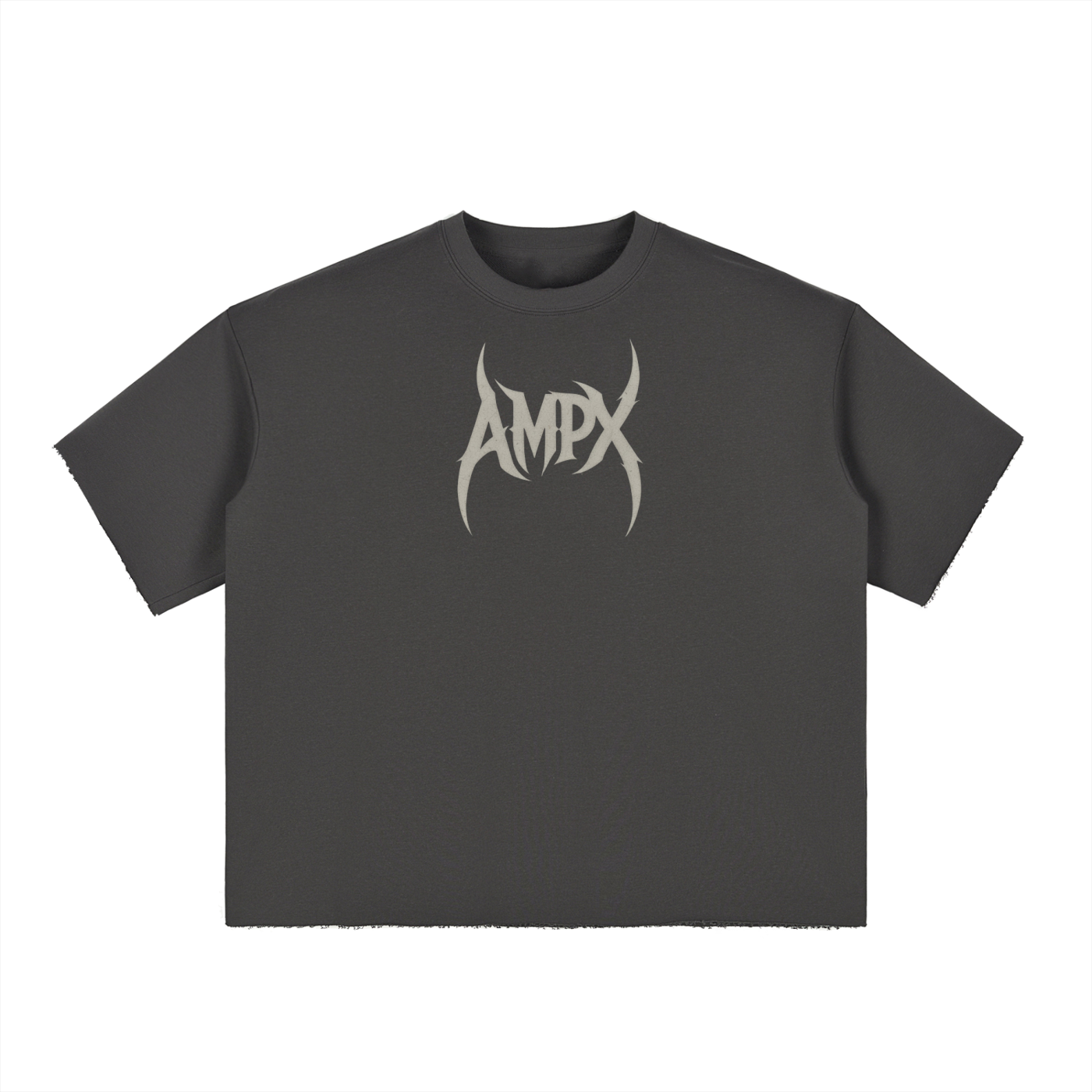 Ampx Boxy Half-Sleeve Raw-Edge T-Shirt