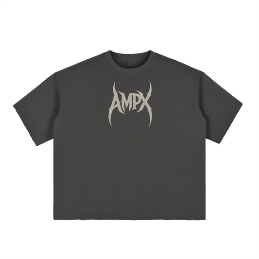 Ampx Boxy Half-Sleeve Raw-Edge T-Shirt