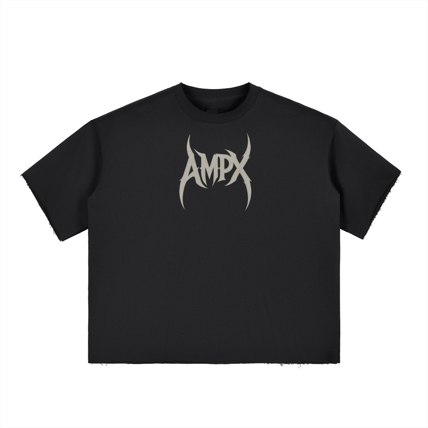 Ampx Boxy Half-Sleeve Raw-Edge T-Shirt